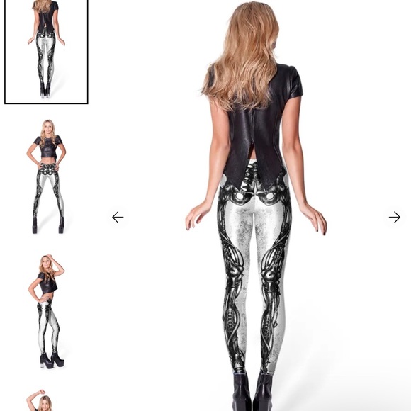 Blackmilk mechanical bones white leggings artwork by Shichigoro size small. - Picture 3 of 6